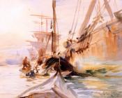 Unloading Boats, Venice - 约翰·辛格·萨金特